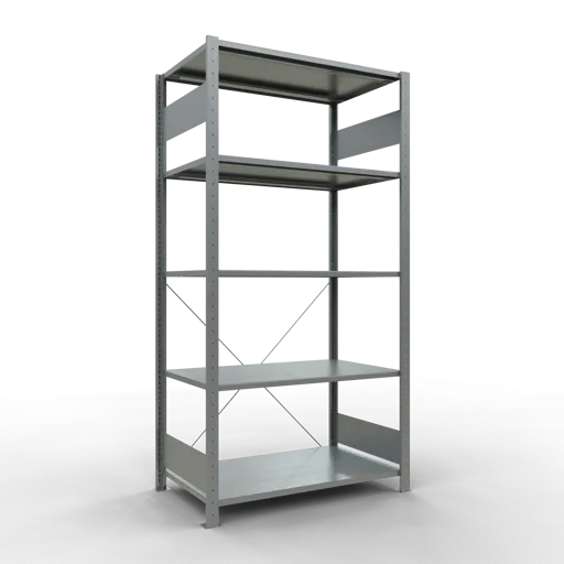 Schulte Fachbodenregal MULTIplus150 Stecksystem | Grundregal | HxBxT 200x100x60cm | 5 Ebenen | Fachlast 150kg | Verzinkt