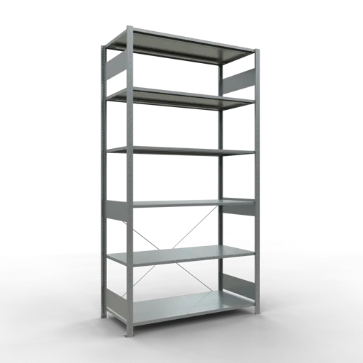 Schulte Fachbodenregal MULTIplus150 Stecksystem | Grundregal | HxBxT 250x130x60cm | 6 Ebenen | Fachlast 150kg | Verzinkt