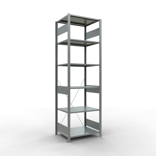 Schulte Fachbodenregal MULTIplus150 Stecksystem | Grundregal | HxBxT 250x75x60cm | 6 Ebenen | Fachlast 150kg | Verzinkt