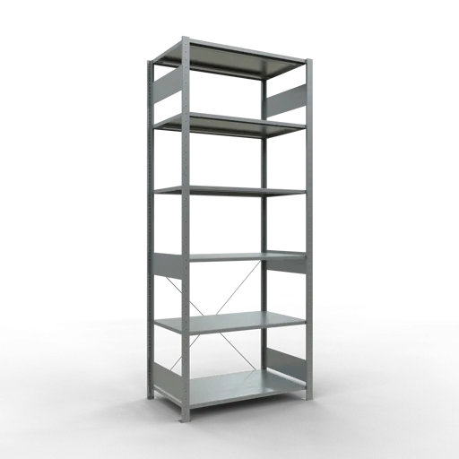 Schulte Fachbodenregal MULTIplus150 Stecksystem | Grundregal | HxBxT 250x100x60cm | 6 Ebenen | Fachlast 150kg | Verzinkt