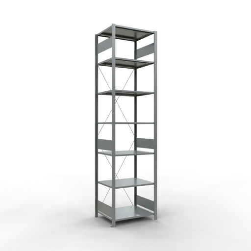 Schulte Fachbodenregal MULTIplus150 Stecksystem | Grundregal | HxBxT 300x75x60cm | 7 Ebenen | Fachlast 150kg | Verzinkt