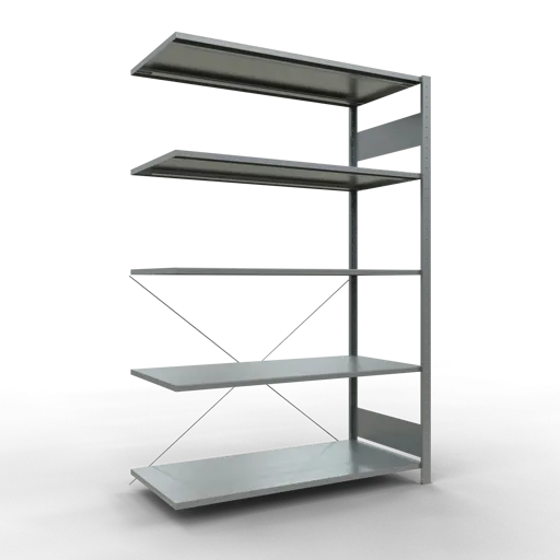 Schulte Fachbodenregal MULTIplus150 Stecksystem | Anbauregal | HxBxT 200x130x60cm | 5 Ebenen | Fachlast 150kg | Verzinkt