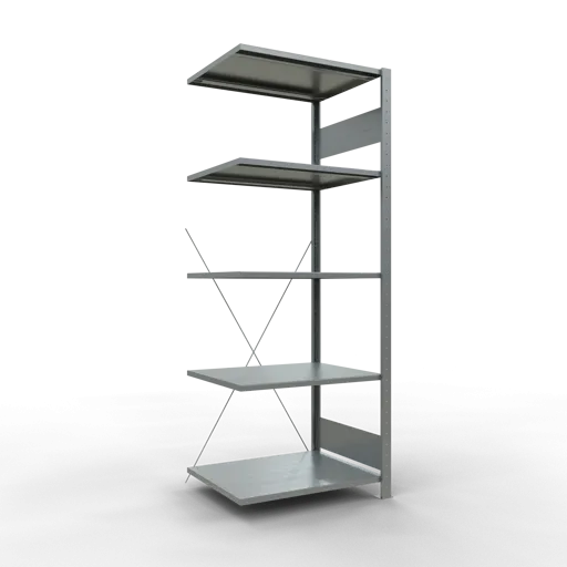 Schulte Fachbodenregal MULTIplus150 Stecksystem | Anbauregal | HxBxT 200x75x60cm | 5 Ebenen | Fachlast 150kg | Verzinkt