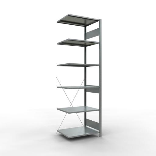 Schulte Fachbodenregal MULTIplus150 Stecksystem | Anbauregal | HxBxT 250x75x60cm | 6 Ebenen | Fachlast 150kg | Verzinkt