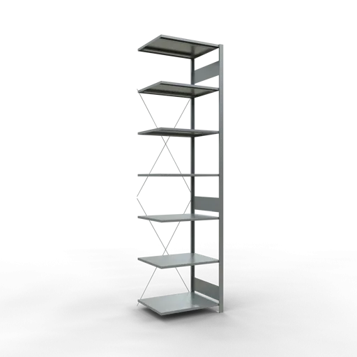 Schulte Fachbodenregal MULTIplus150 Stecksystem | Anbauregal | HxBxT 300x75x60cm | 7 Ebenen | Fachlast 150kg | Verzinkt