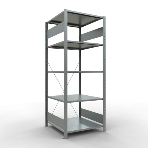 Schulte Fachbodenregal MULTIplus150 Stecksystem | Grundregal | HxBxT 200x75x80cm | 5 Ebenen | Fachlast 150kg | Verzinkt