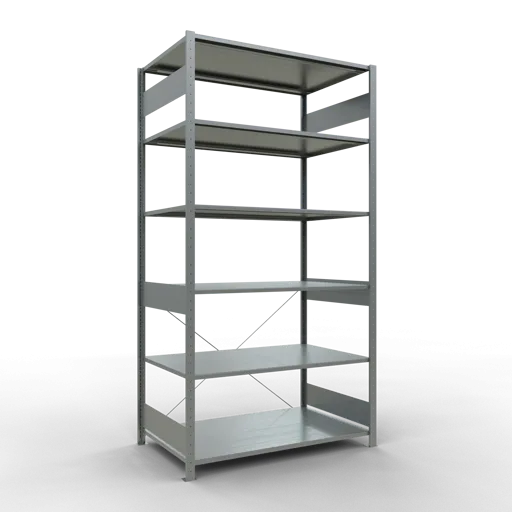 Schulte Fachbodenregal MULTIplus150 Stecksystem | Grundregal | HxBxT 250x130x80cm | 6 Ebenen | Fachlast 150kg | Verzinkt