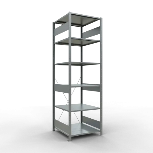 Schulte Fachbodenregal MULTIplus150 Stecksystem | Grundregal | HxBxT 250x75x80cm | 6 Ebenen | Fachlast 150kg | Verzinkt