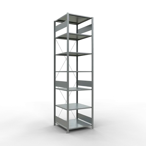 Schulte Fachbodenregal MULTIplus150 Stecksystem | Grundregal | HxBxT 300x75x80cm | 7 Ebenen | Fachlast 150kg | Verzinkt