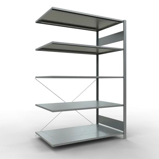 Schulte Fachbodenregal MULTIplus150 Stecksystem | Anbauregal | HxBxT 200x130x80cm | 5 Ebenen | Fachlast 150kg | Verzinkt