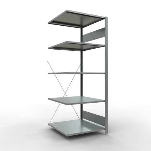 Schulte Fachbodenregal MULTIplus150 Stecksystem | Anbauregal | HxBxT 200x75x80cm | 5 Ebenen | Fachlast 150kg | Verzinkt