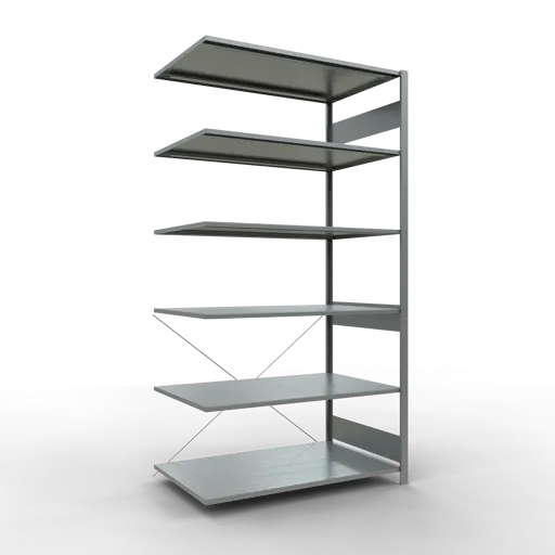 Schulte Fachbodenregal MULTIplus150 Stecksystem | Anbauregal | HxBxT 250x130x80cm | 6 Ebenen | Fachlast 150kg | Verzinkt