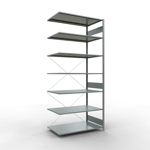 Schulte Fachbodenregal MULTIplus150 Stecksystem | Anbauregal | HxBxT 300x130x80cm | 7 Ebenen | Fachlast 150kg | Verzinkt