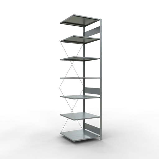 Schulte Fachbodenregal MULTIplus150 Stecksystem | Anbauregal | HxBxT 300x75x80cm | 7 Ebenen | Fachlast 150kg | Verzinkt