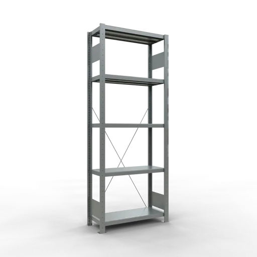 Schulte Fachbodenregal MULTIplus250 Stecksystem | Grundregal | HxBxT 200x75x30cm | 5 Ebenen | Fachlast 250kg | Verzinkt