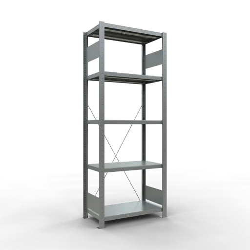 Schulte Fachbodenregal MULTIplus250 Stecksystem | Grundregal | HxBxT 200x75x40cm | 5 Ebenen | Fachlast 250kg | Verzinkt