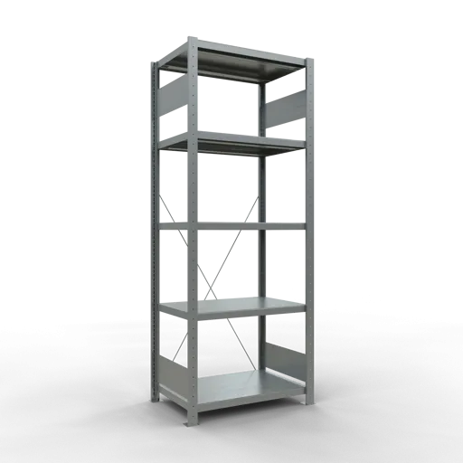 Schulte Fachbodenregal MULTIplus250 Stecksystem | Grundregal | HxBxT 200x75x50cm | 5 Ebenen | Fachlast 250kg | Verzinkt