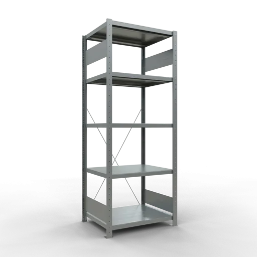 Schulte Fachbodenregal MULTIplus250 Stecksystem | Grundregal | HxBxT 200x75x60cm | 5 Ebenen | Fachlast 250kg | Verzinkt