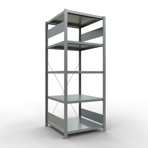 Schulte Fachbodenregal MULTIplus250 Stecksystem | Grundregal | HxBxT 200x75x80cm | 5 Ebenen | Fachlast 250kg | Verzinkt