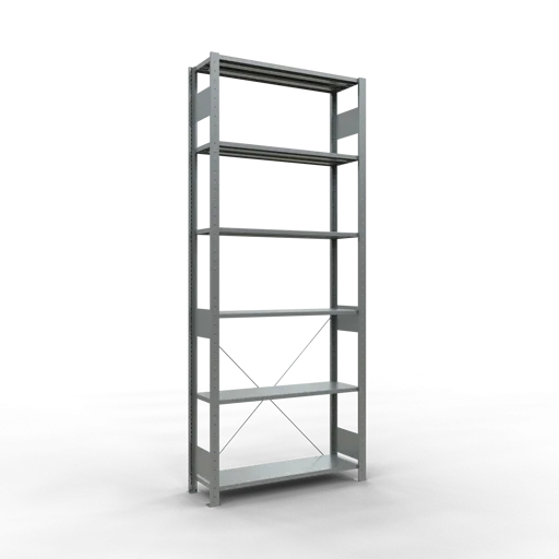 Schulte Fachbodenregal MULTIplus85 Stecksystem | Grundregal | HxBxT 250x100x30cm | 6 Ebenen | Fachlast 85kg | Verzinkt