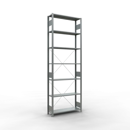 Schulte Fachbodenregal MULTIplus85 Stecksystem | Grundregal | HxBxT 300x100x30cm | 7 Ebenen | Fachlast 85kg | Verzinkt