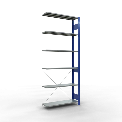 Schulte Fachbodenregal MULTIplus85 Stecksystem | Anbauregal | HxBxT 250x100x30cm | 6 Ebenen | Fachlast 85kg | Enzianblau/Verzinkt