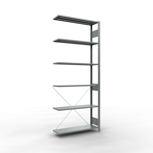 Schulte Fachbodenregal MULTIplus85 Stecksystem | Anbauregal | HxBxT 250x100x30cm | 6 Ebenen | Fachlast 85kg | Verzinkt