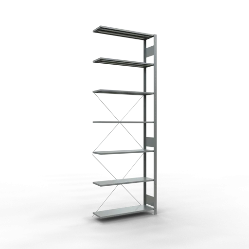 Schulte Fachbodenregal MULTIplus85 Stecksystem | Anbauregal | HxBxT 300x100x30cm | 7 Ebenen | Fachlast 85kg | Verzinkt
