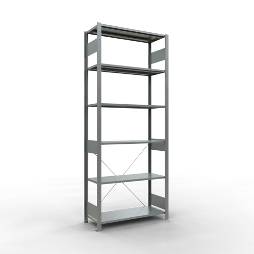 Schulte Fachbodenregal MULTIplus85 Stecksystem | Grundregal | HxBxT 250x100x40cm | 6 Ebenen | Fachlast 85kg | Verzinkt