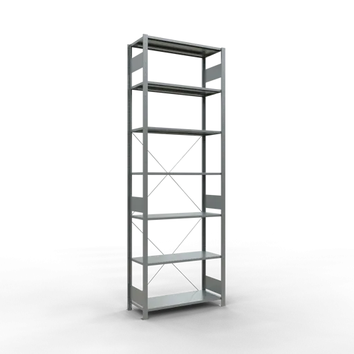 Schulte Fachbodenregal MULTIplus85 Stecksystem | Grundregal | HxBxT 300x100x40cm | 7 Ebenen | Fachlast 85kg | Verzinkt