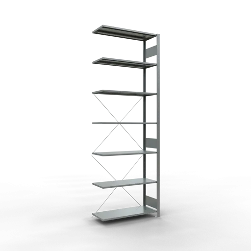 Schulte Fachbodenregal MULTIplus85 Stecksystem | Anbauregal | HxBxT 300x100x40cm | 7 Ebenen | Fachlast 85kg | Verzinkt