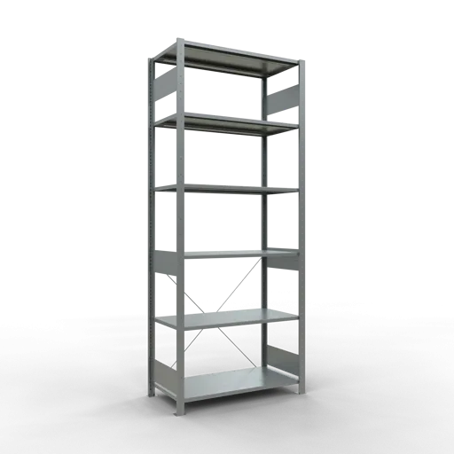 Schulte Fachbodenregal MULTIplus85 Stecksystem | Grundregal | HxBxT 250x100x50cm | 6 Ebenen | Fachlast 85kg | Verzinkt