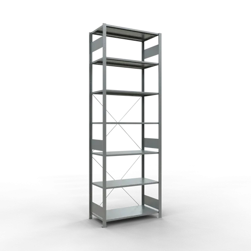 Schulte Fachbodenregal MULTIplus85 Stecksystem | Grundregal | HxBxT 300x100x50cm | 7 Ebenen | Fachlast 85kg | Verzinkt
