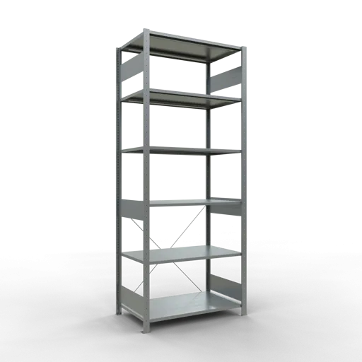 Schulte Fachbodenregal MULTIplus85 Stecksystem | Grundregal | HxBxT 250x100x60cm | 6 Ebenen | Fachlast 85kg | Verzinkt