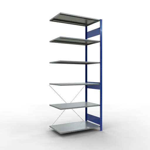 Schulte Fachbodenregal MULTIplus85 Stecksystem | Anbauregal | HxBxT 250x100x60cm | 6 Ebenen | Fachlast 85kg | Enzianblau/Verzinkt