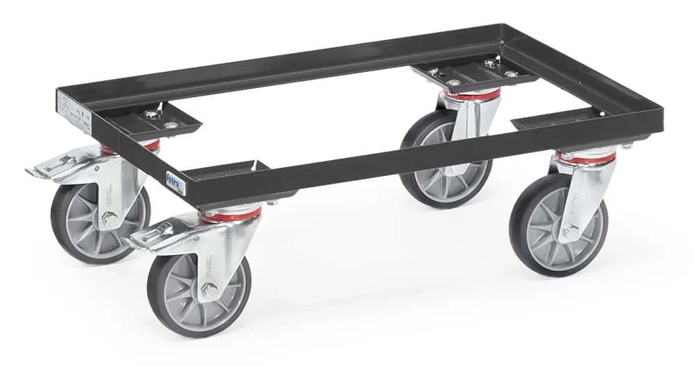 Eurokastenroller mit offenen Rahmen und 60,5 x 40,5 cm Ladefläche (grau)