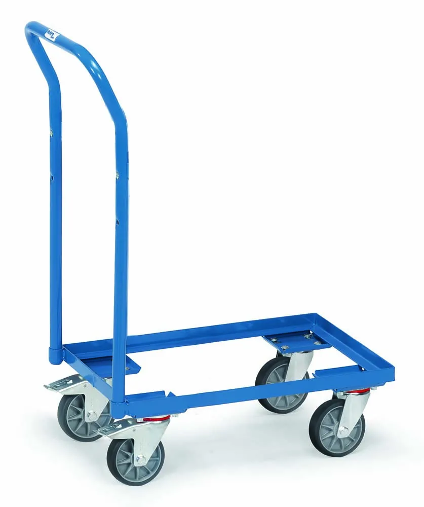 Eurokastenroller mit offenen Rahmen und 60,5 x 40,5 cm Ladefläche und Schiebebügel