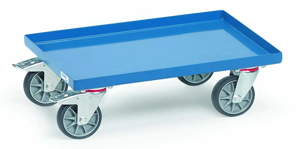Eurokastenroller mit Stahlblechwanne und 60,5 x 40,5 cm Ladefläche
