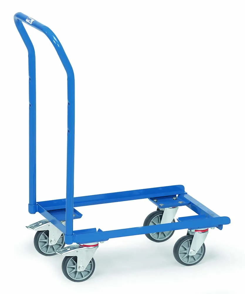 Eurokastenroller mit Schiebebügel, 60,5 x 40,5 cm Ladefläche und einer offenen Kante