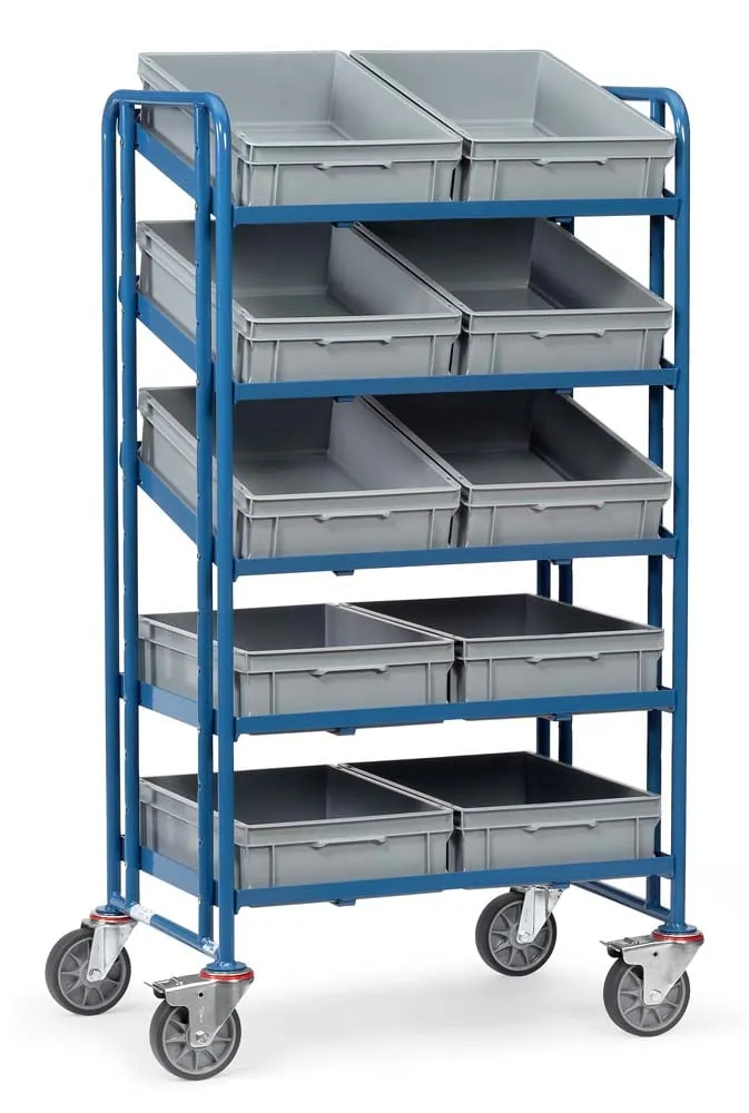 Eurokastenwagen als offener Rahmen mit 5 Etagen und 82 x 61 cm Ladefläche (mit Kästen)