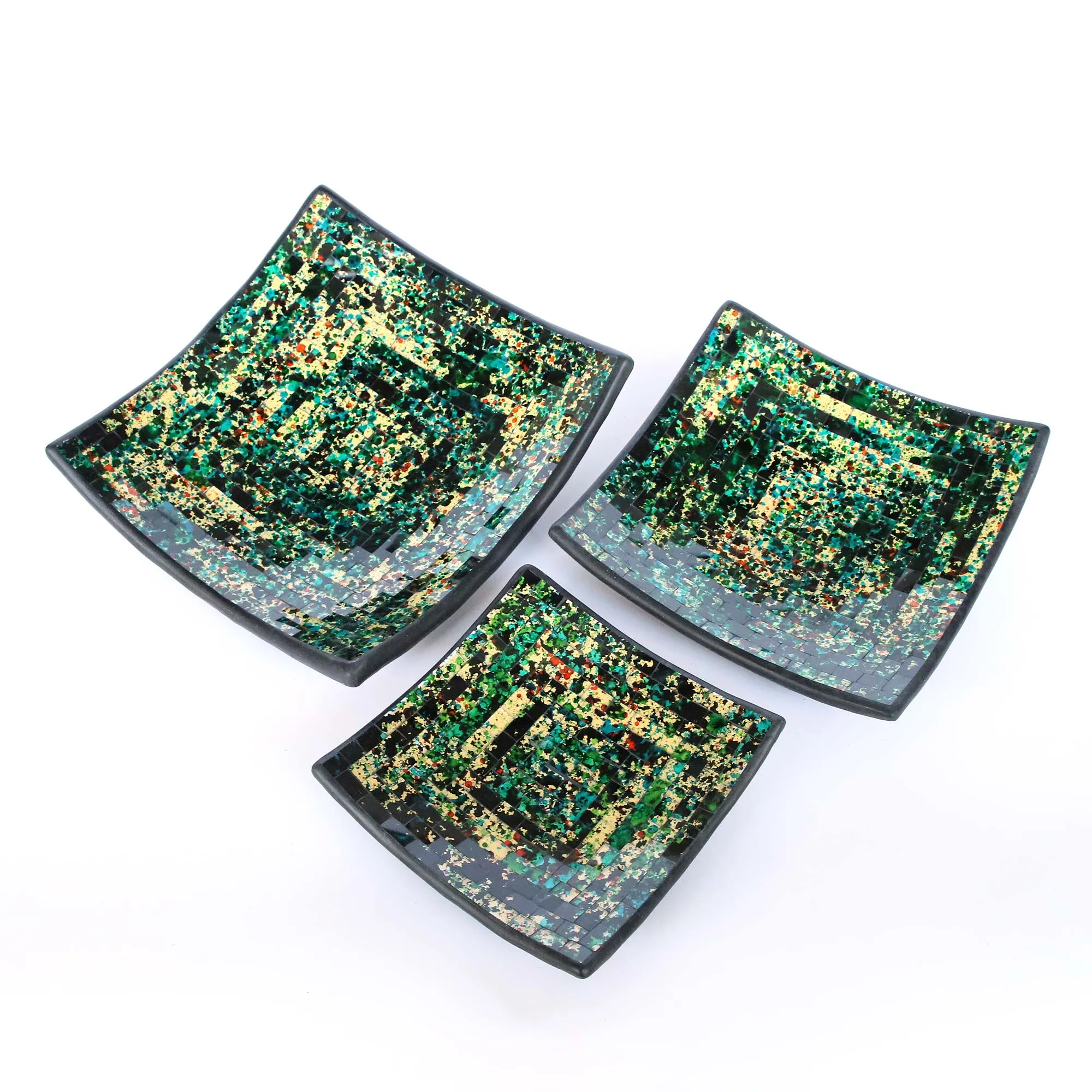 3er-Set Mosaikteller 'Moos', grün