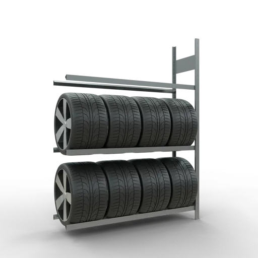 Schulte Reifenregal mit reifenschonenden Traversen | Anbauregal | HxBxT 200x150x40cm | 3 Ebenen | Fachlast 150kg | Verzinkt