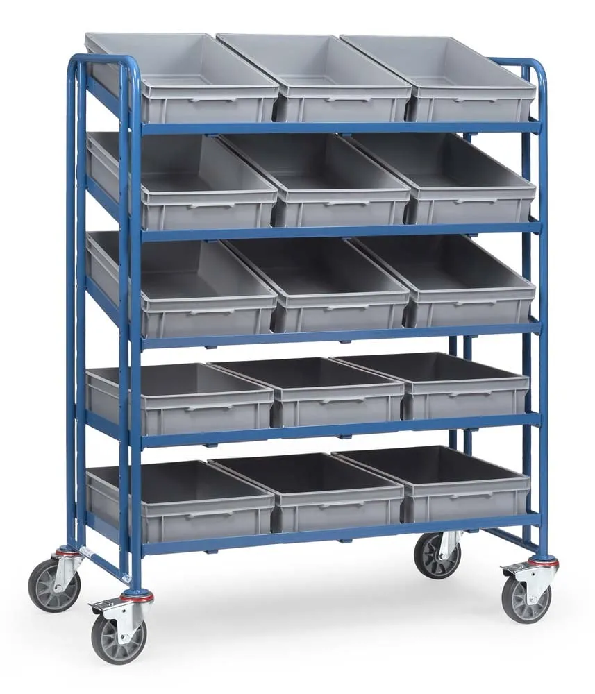 Eurokastenwagen als offener Rahmen mit 5 Etagen und 124 x 61 cm Ladefläche (mit Kästen)