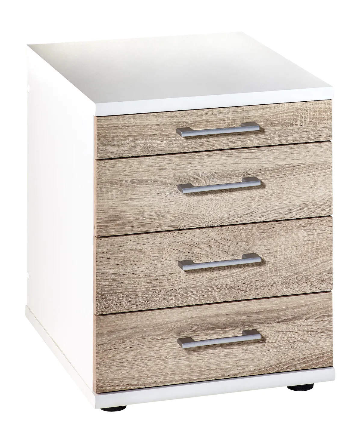 Möbelpartner Standcontainer Tiger | HxBxT 52x42x50cm | 4 Schubladen | Weiß/ Eiche