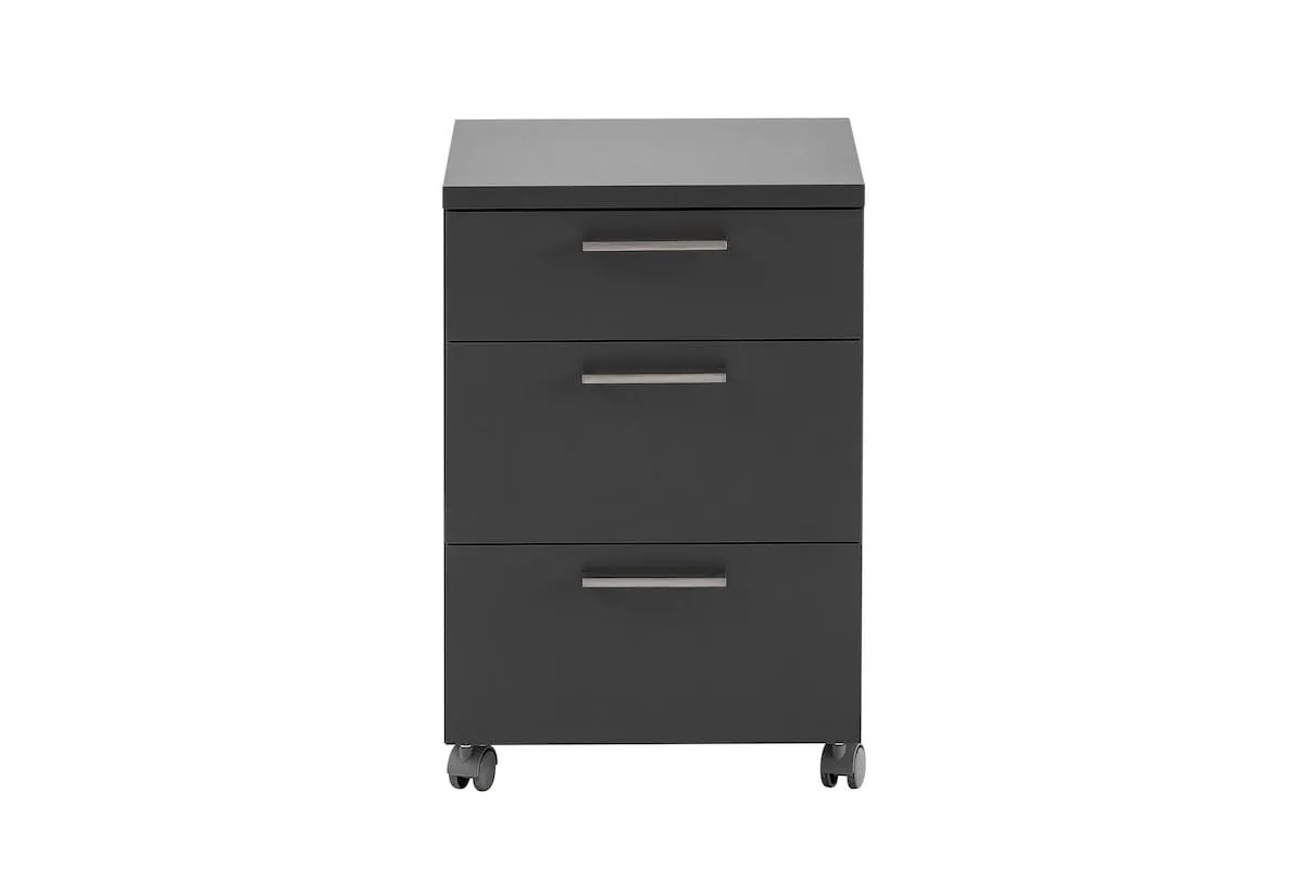 Möbelpartner Rollcontainer Hippo | HxBxT 60x40x50cm (Höhe mit Rollen) | 3 Schubladen | Anthrazit