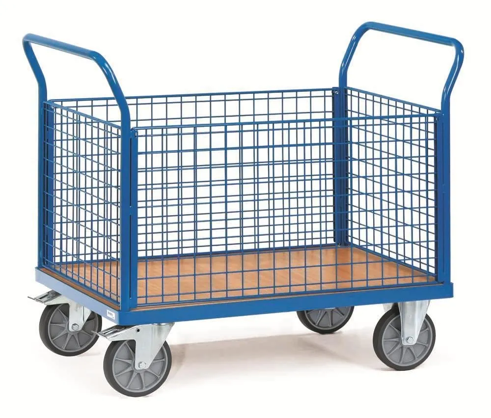 Vierwandwagen mit Wänden aus Drahtgitter und 100 x 70 cm Ladefläche