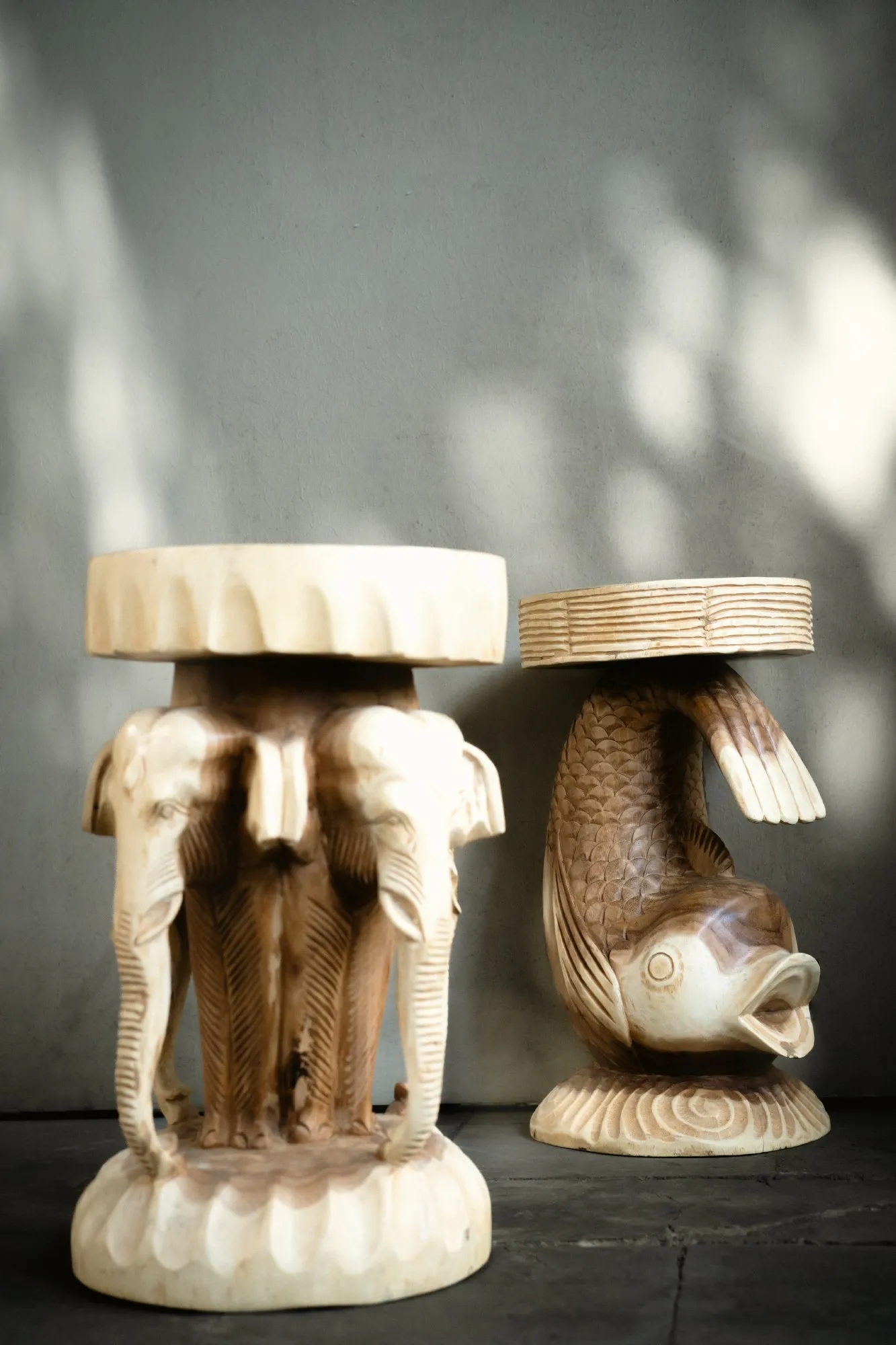 Beistelltisch 'Elefanten', natur, H 50 cm, Ø 30 cm