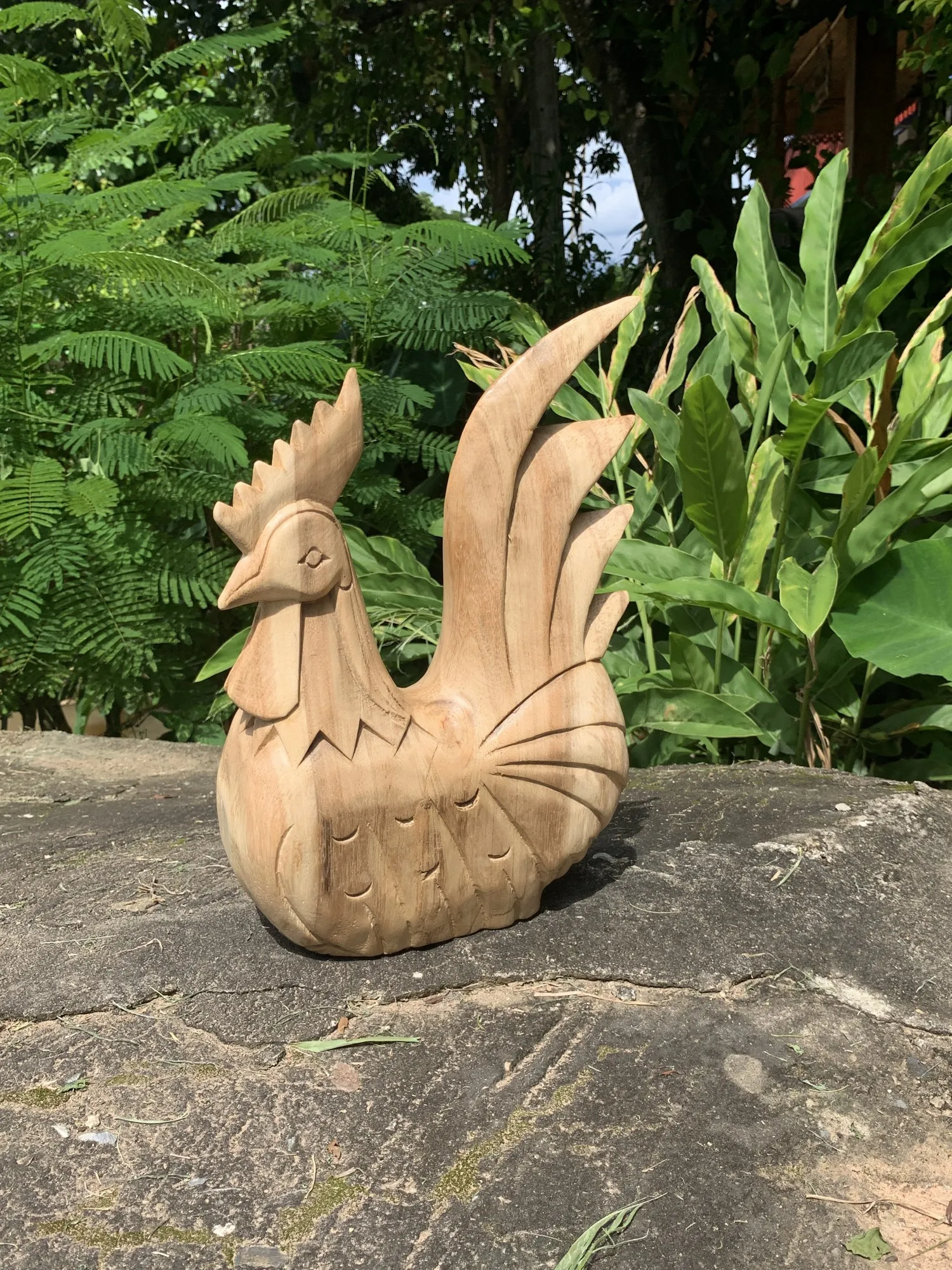 Massivholz-Figur 'Hahn', natur, H 37 cm, B 25 cm, L 10 cm