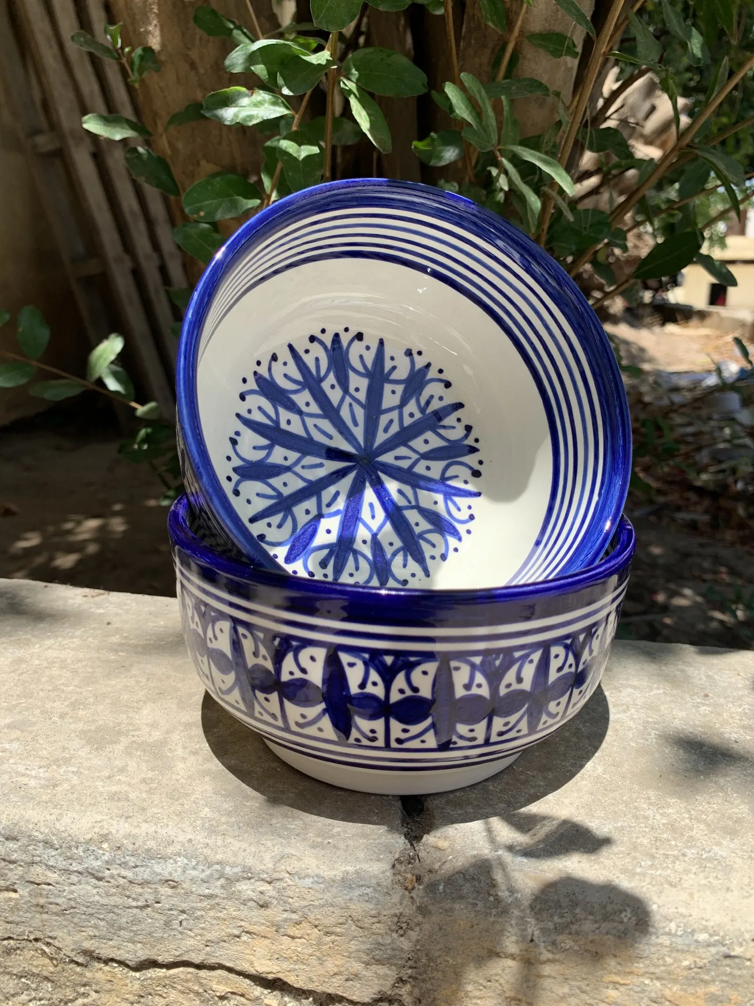 Keramikschale 'Schneeflocke', blau-weiß, Ø 14 cm, H 7 cm