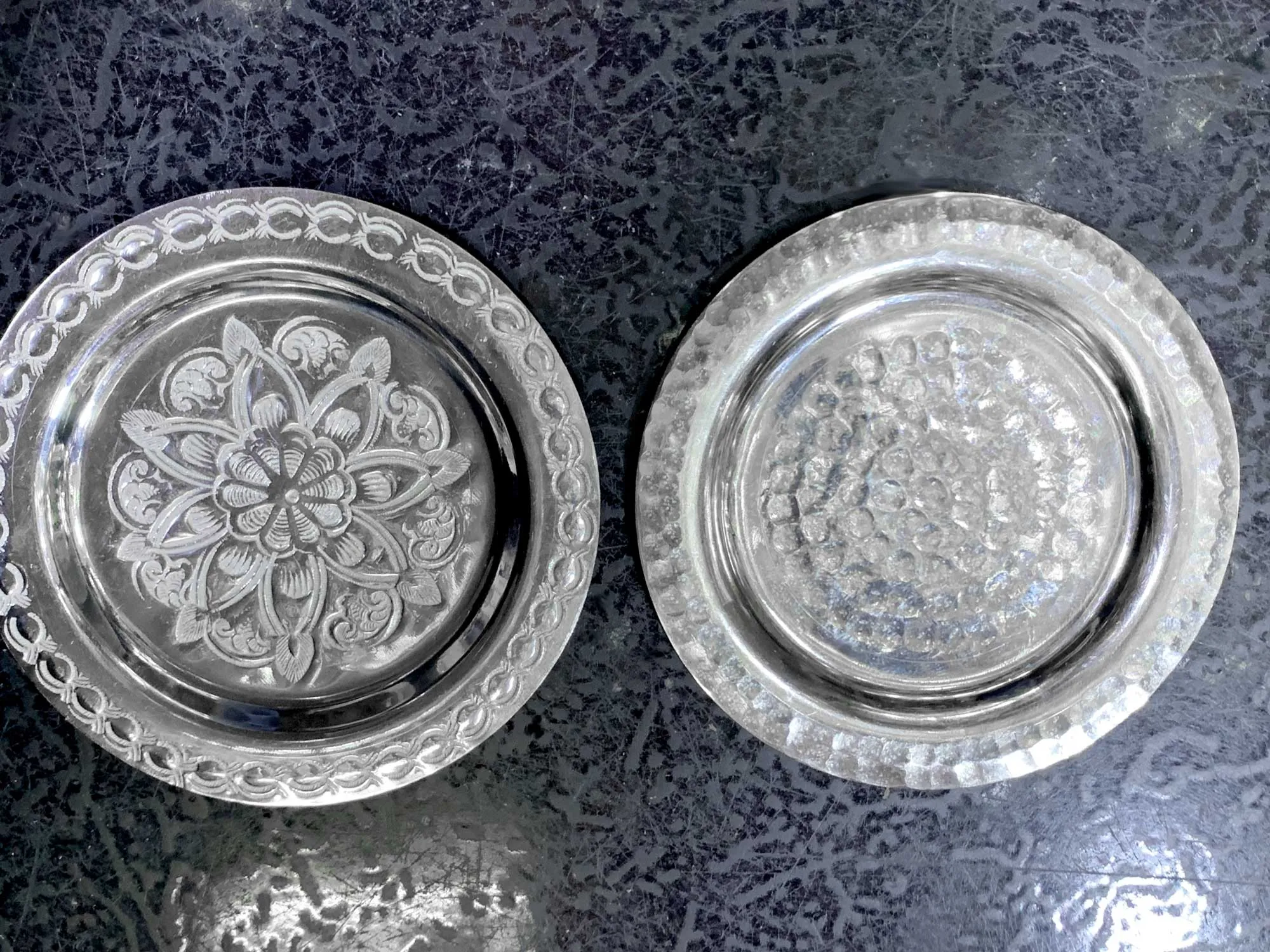 Metall-Untersetzer, silber, Ø 11 cm, H 2,5 cm